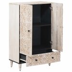 vidaXL Buffet Haut Blanc 60 x 33 5 x 100 cm Bois de mangue massif