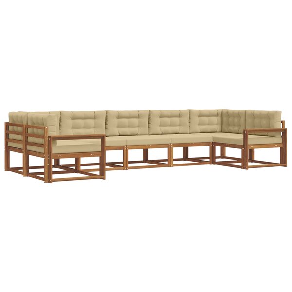 vidaXL Ensemble de canapés d'extérieur 7 Pièces Naturel et Beige