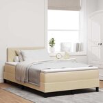 vidaXL Lit avec sommier à ressort et matelas & crème 120x200 cm Tissu