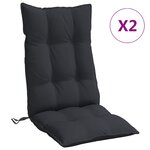 vidaXL Coussins de chaise à dossier haut lot de 2 noir tissu oxford