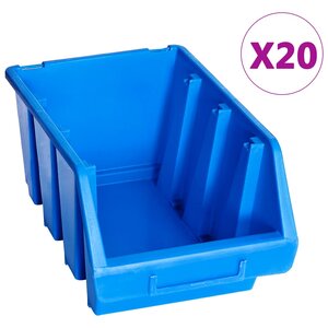vidaXL Bacs de rangement empilables 20 Pièces bleu plastique