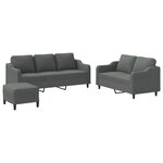vidaXL Ensemble de canapés 3 Pièces avec coussins Gris foncé Tissu
