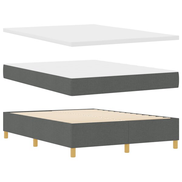vidaXL Lit à ressorts avec matelas et banc gris foncé 160x200 cm en tissu
