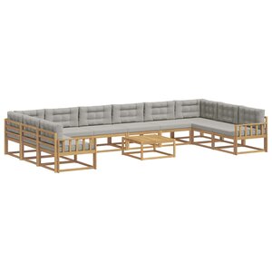 vidaXL Ensemble de canapés d'extérieur 11 Pièces Blanc et gris clair