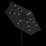 vidaXL Parasol d'extérieur avec lumières LED et mât en acier Noir