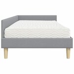 vidaXL Cadre de lit d'angle avec matelas 2 Pièces Gris clair tissu