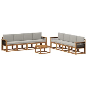 vidaXL Ensemble de canapés d'extérieur 9 pc Naturel et gris clair