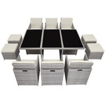 Tectake Salon de jardin NEW YORK 10 places avec 2 sets de housses + housse de protection, variante 2 - gris clair