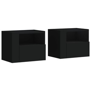 vidaXL Tables de chevet murales 2 Pièces noir 45x30x35 cm