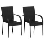 vidaXL Chaises empilables d'extérieur lot de 2 Résine tressée Noir