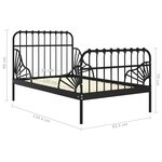 vidaXL Cadre de lit extensible sans matelas Noir Métal 80x130/200 cm