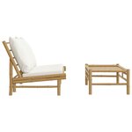 vidaXL Salon de jardin 2 Pièces avec coussins blanc crème bambou