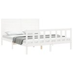 vidaXL Cadre de lit avec tête de lit blanc 160x200 cm bois massif