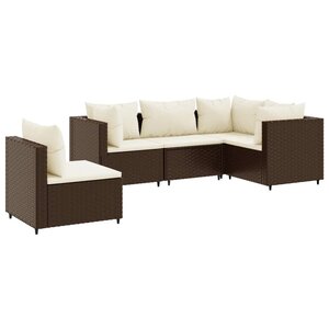 vidaXL Salon de jardin 5 Pièces avec coussins Marron Résine tressée