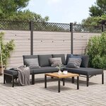 vidaXL Salon de jardin 5 Pièces avec coussins noir aluminium