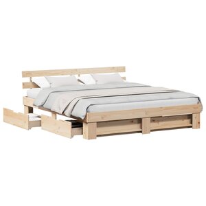 vidaXL Cadre de lit avec tête de lit Marron 180 x 200 cm Pin massif
