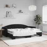 vidaXL Lit de jour avec lit gigogne noir 80x200 cm velours