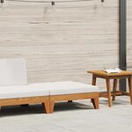 vidaXL Repose-pied sectionnel avec coussin blanc crème Bois d'acacia