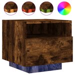 vidaXL Armoires de chevet avec lumières LED 2 Pièces chêne fumé