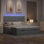 VidaXL Cadre de lit ottoman et matelas gris clair 200x200cm tissu