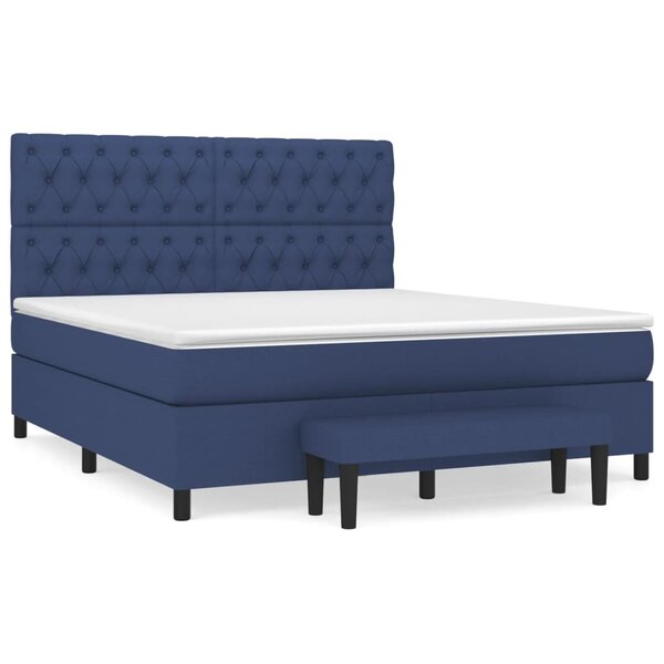 vidaXL Sommier à lattes de lit avec matelas Bleu 160x200 cm Tissu