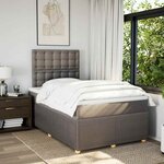 vidaXL Sommier à lattes de lit avec matelas taupe 120x190 cm tissu
