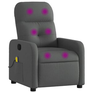 vidaXL Fauteuil inclinable de massage gris foncé tissu
