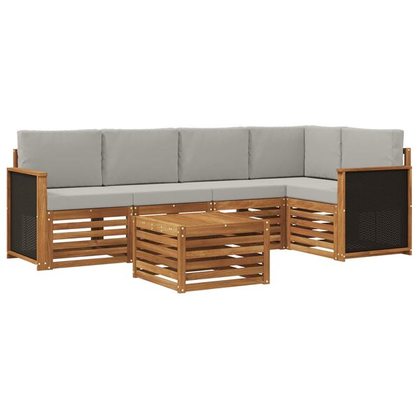 vidaXL Ensemble de canapés d'extérieur 5 pc Naturel et gris clair