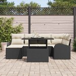 vidaXL Ensemble de canapé de jardin 7 Pièces Noir Poly rotin