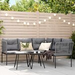 vidaXL Ensemble de canapés de jardin et coussins noir acier textilène