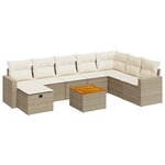 vidaXL Salon de jardin avec coussins 9 Pièces beige résine tressée