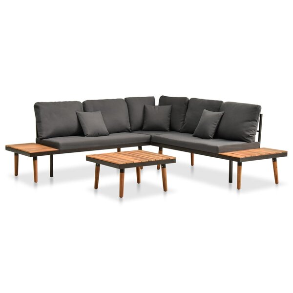 vidaXL Salon de jardin 4 Pièces avec coussins Bois d'acacia solide