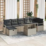 vidaXL Ensemble de canapé de jardin 8 Pièces Gris clair Poly rotin