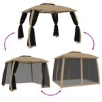 vidaXL Tonnelle avec double toit et parois en filet taupe acier