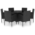 vidaXL Ensemble à manger de jardin 7 Pièces Résine tressée Noir
