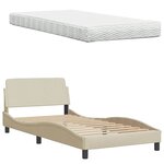 vidaXL Lit avec matelas crème 100x200 cm tissu