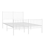 vidaXL Cadre de lit métal sans matelas et pied de lit blanc 140x190 cm