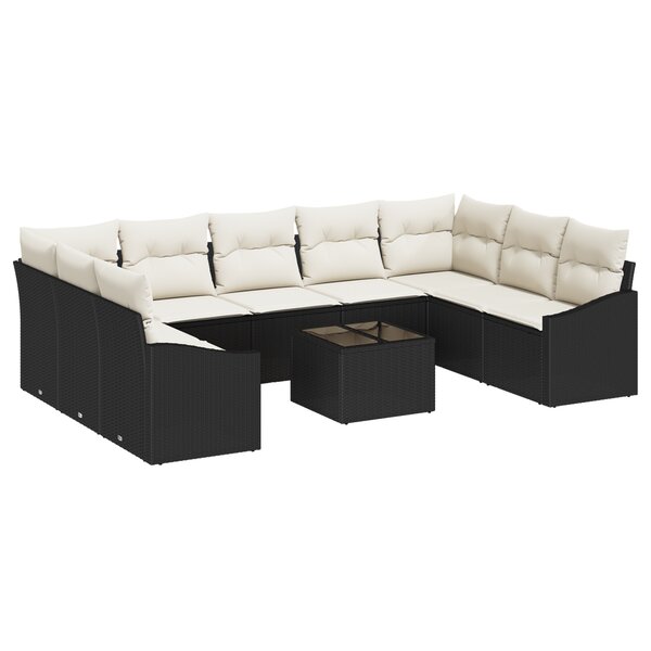 vidaXL Set de Salle à Manger de Jardin 9 Pièces avec Coussins en Rattan Poly Brun
