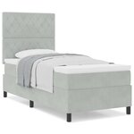 vidaXL Lit à ressorts avec matelas Gris clair 90 x 200 cm Velours