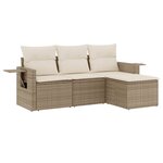 vidaXL Salon de jardin avec coussins 4 Pièces beige résine tressée