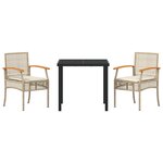 vidaXL Ensemble de salle à manger pour jardin 3 Pièces Beige polyrotin