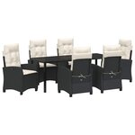 vidaXL Ensemble de salle à manger pour jardin 7 pc Noir polyrotin