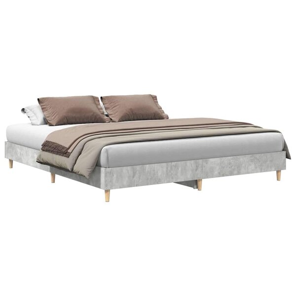 vidaXL Cadre de lit sans matelas gris béton 200x200 cm bois ingénierie