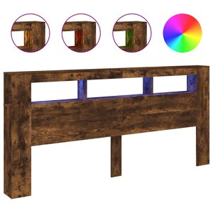 vidaXL Tête de lit à LED chêne fumé 220x18 5x103 5cm bois d'ingénierie