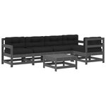 vidaXL Salon de jardin 6 Pièces avec coussins gris bois massif