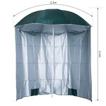 Parasol de plage Ø 2 2 x 2 2H cm protection UPF 50 + sac transport  sardines et lestage intégrés vert foncé