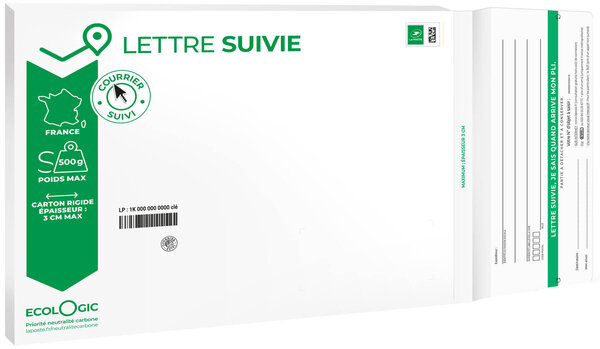 Prêt-à-Poster - Lettre verte suivie - S - Pochette cartonnée 33 x 25 cm - Épaisseur 3cm
