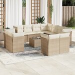 vidaXL Salon de jardin avec coussins 12 Pièces beige résine tressée