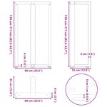 vidaXL Pieds de table de bar en T  2 pièces  blanc  60 x 35 x (110-111) cm  acier