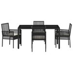 vidaXL Ensemble de salle à manger pour jardin 5 Pièces Noir Poly rotin